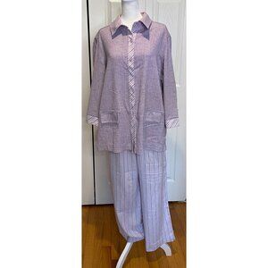 Drapers & Damons Womens Purple Striped Wide Leg Pants Size PM Retro Feminine Tie